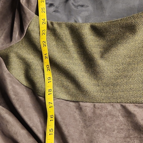 Vintage olive green faux suede long length lightweight blazer jacket extra large - Picture 12 of 14